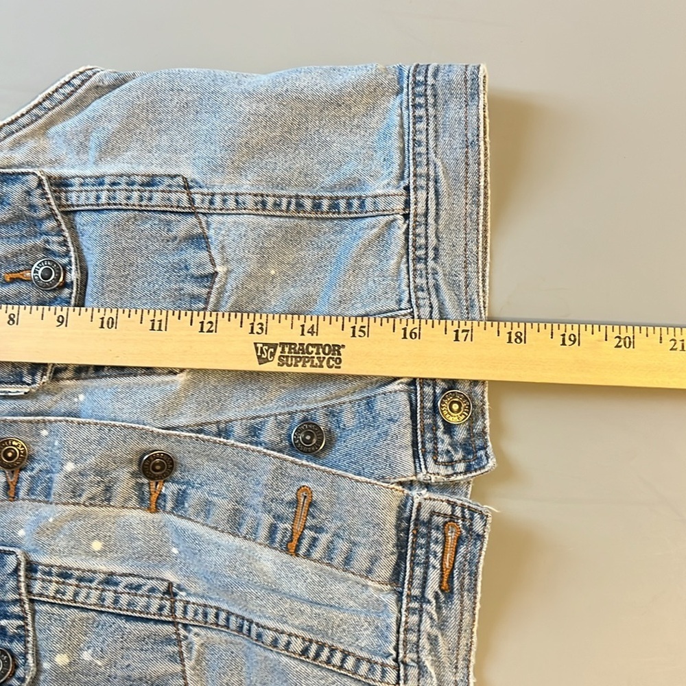 VTG Levi's Women Girl Rare Denim Blue Tab Jean Button Down Trucker Jacket Vest M - Picture 6 of 7